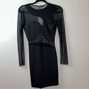 Zara Black Combination Semi Sheer Mini Dress Long Sleeve Size XS NEW